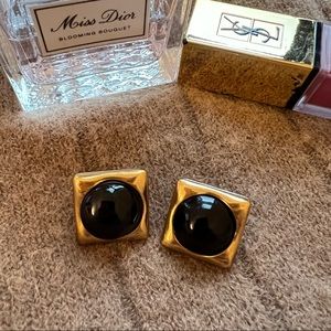 YSL Saint Laurent Vintage Antiqued Gold Earrings